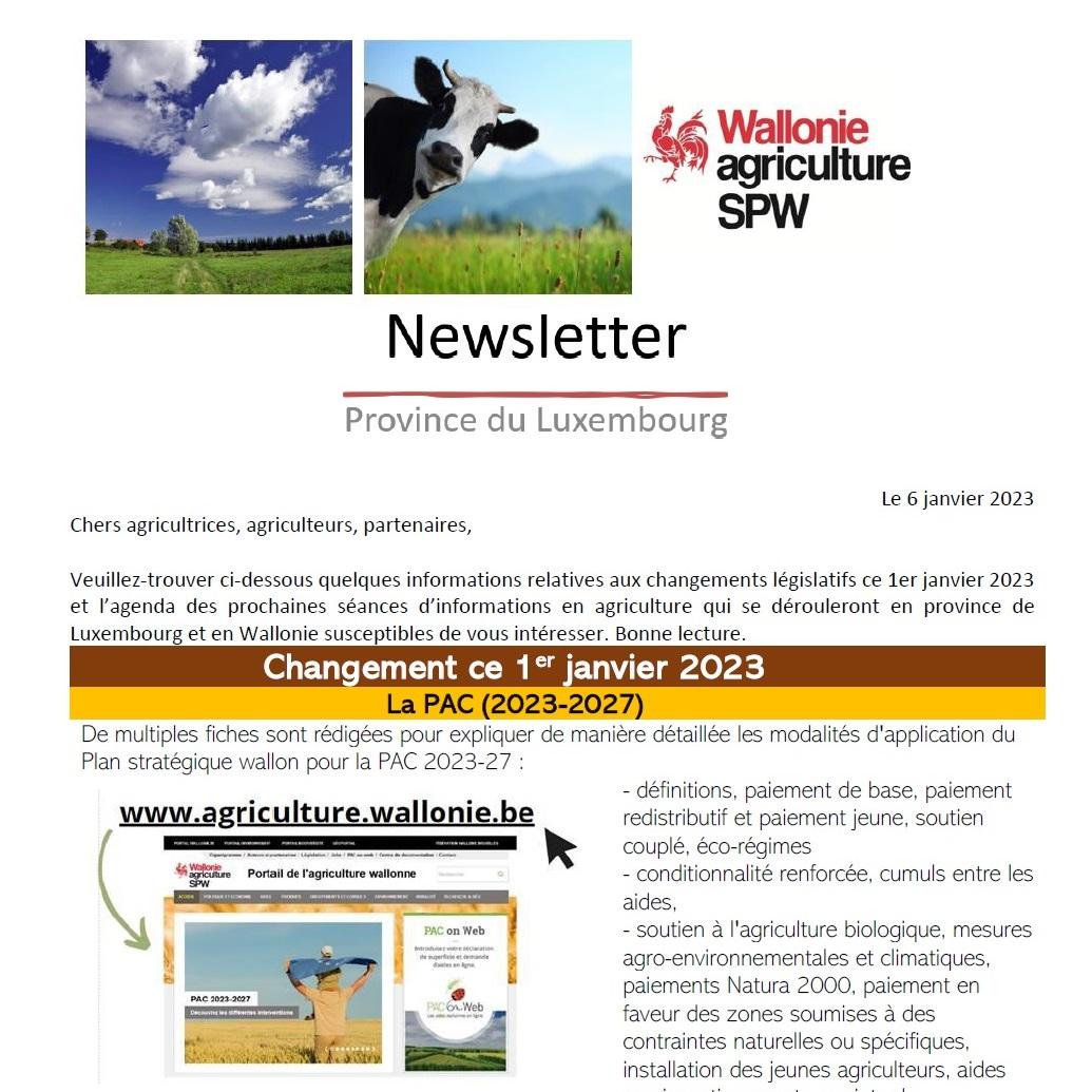 Newsletter SPW Agriculture en province du Luxembourg du 06-02-23