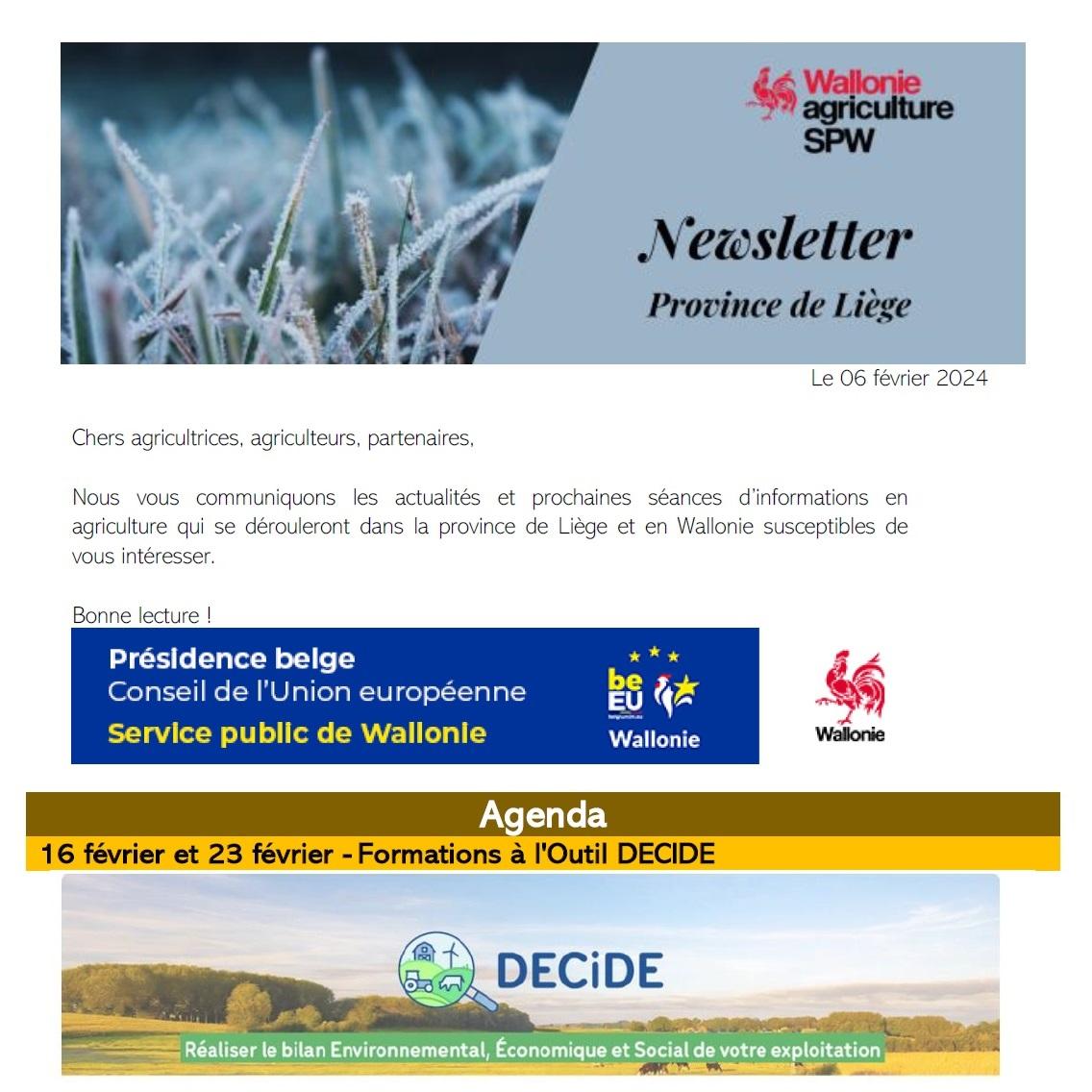 Newsletter SPW Agriculture en province de Liège du 06-02-24