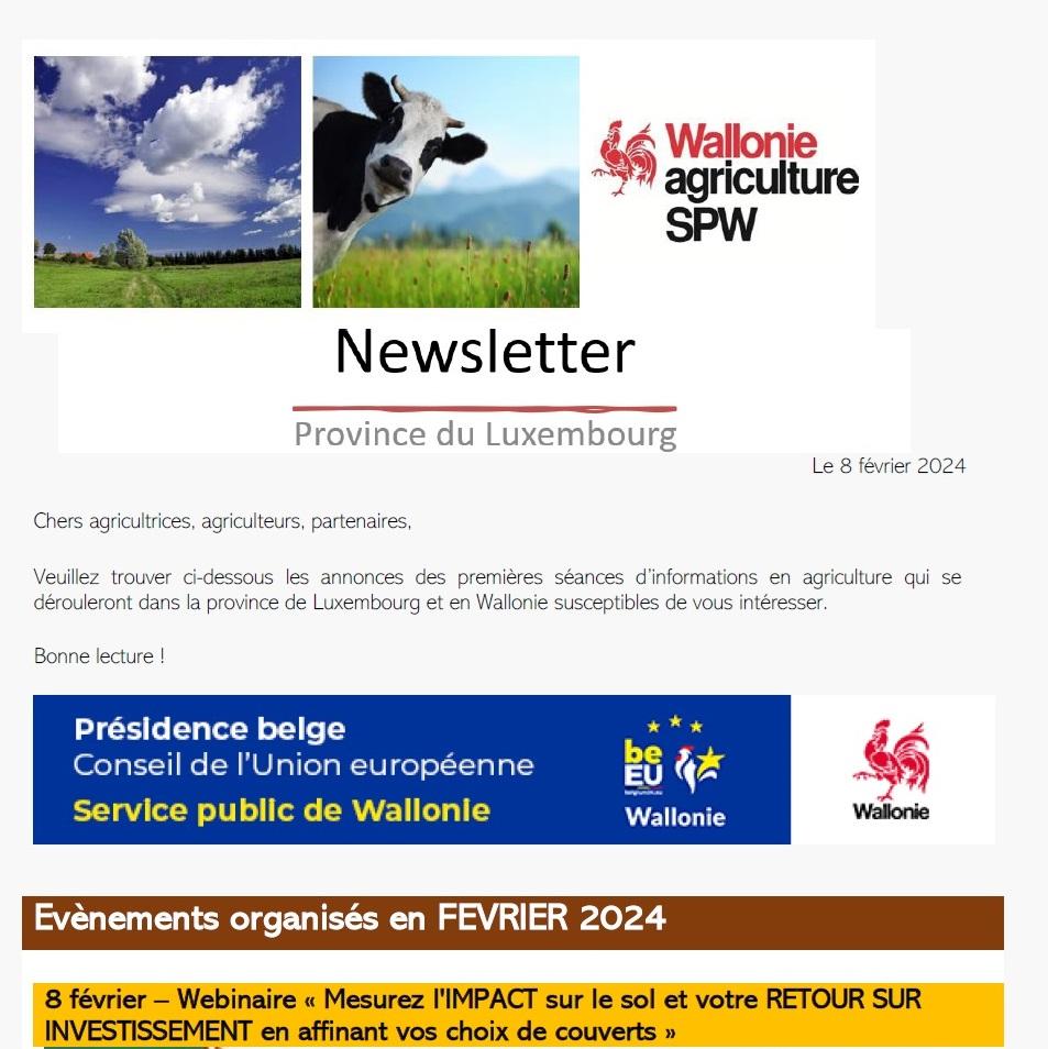 Newsletter SPW Agriculture en province du Luxembourg du 08-02-24