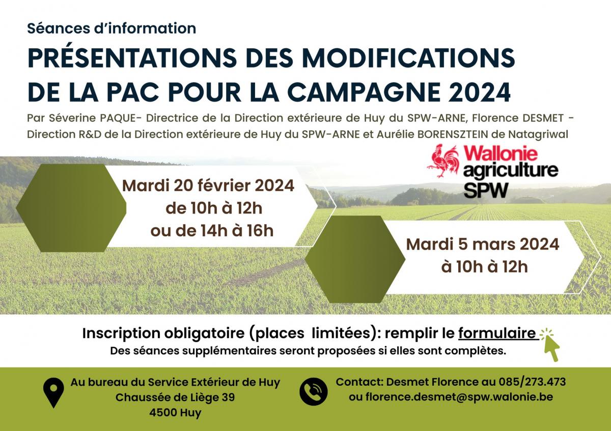 Séances d\'information sur les modifications de la PAC- Campagne 2024 à Huy