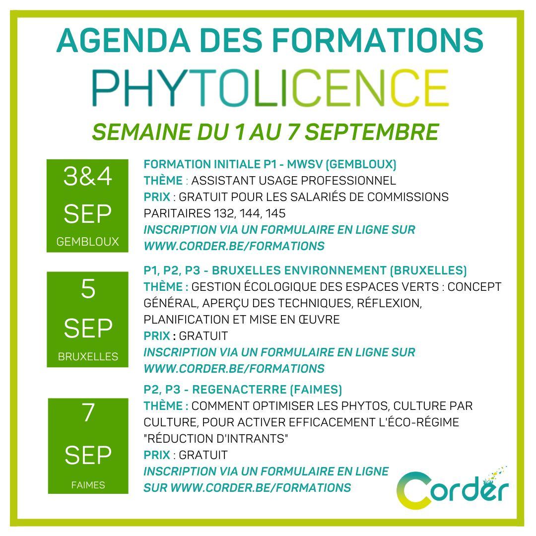 Agenda des formation Phytolicences