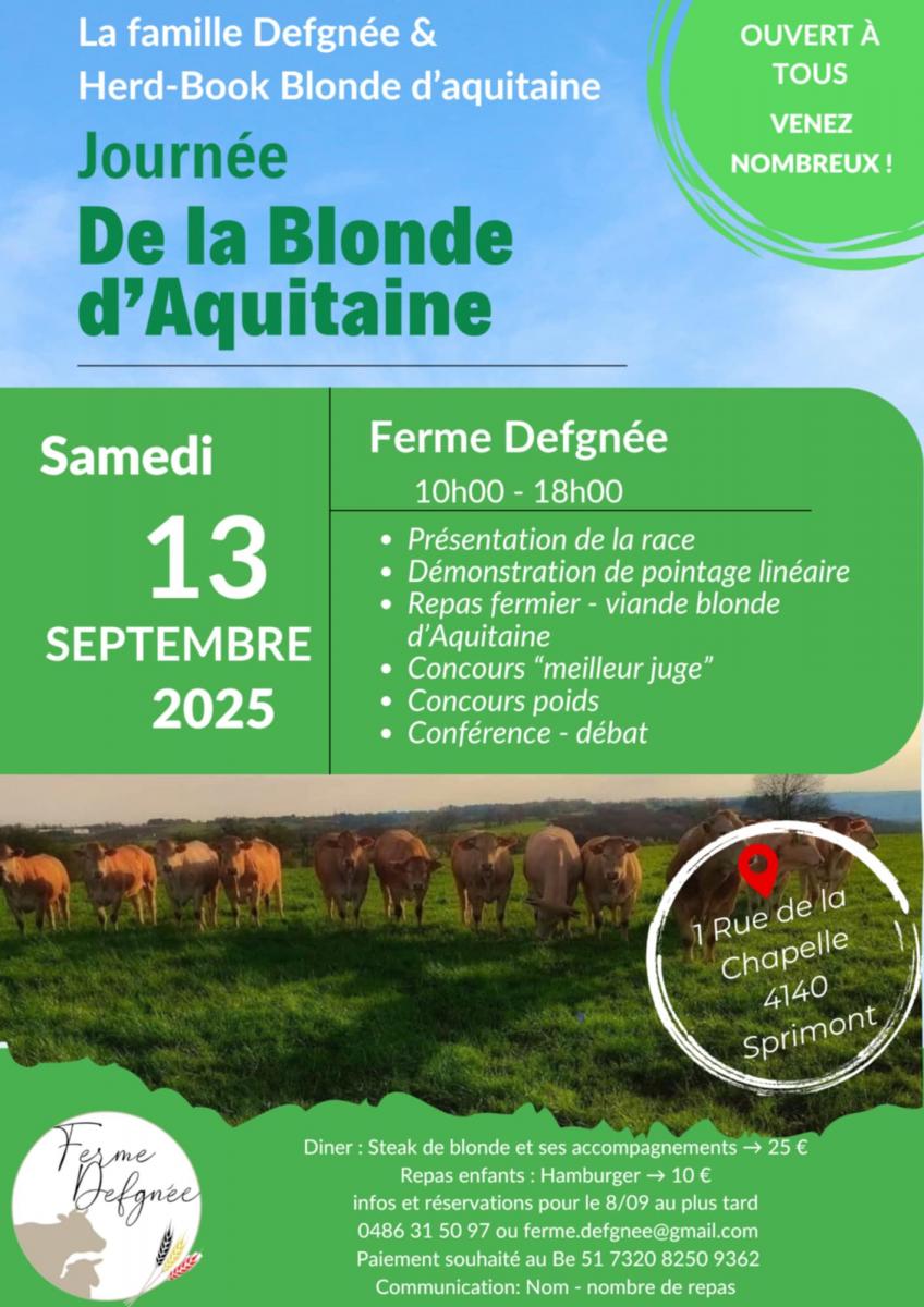 Journée de la Blonde d\'Aquitaine à la Ferme Defgnée à Damré-Sprimont
